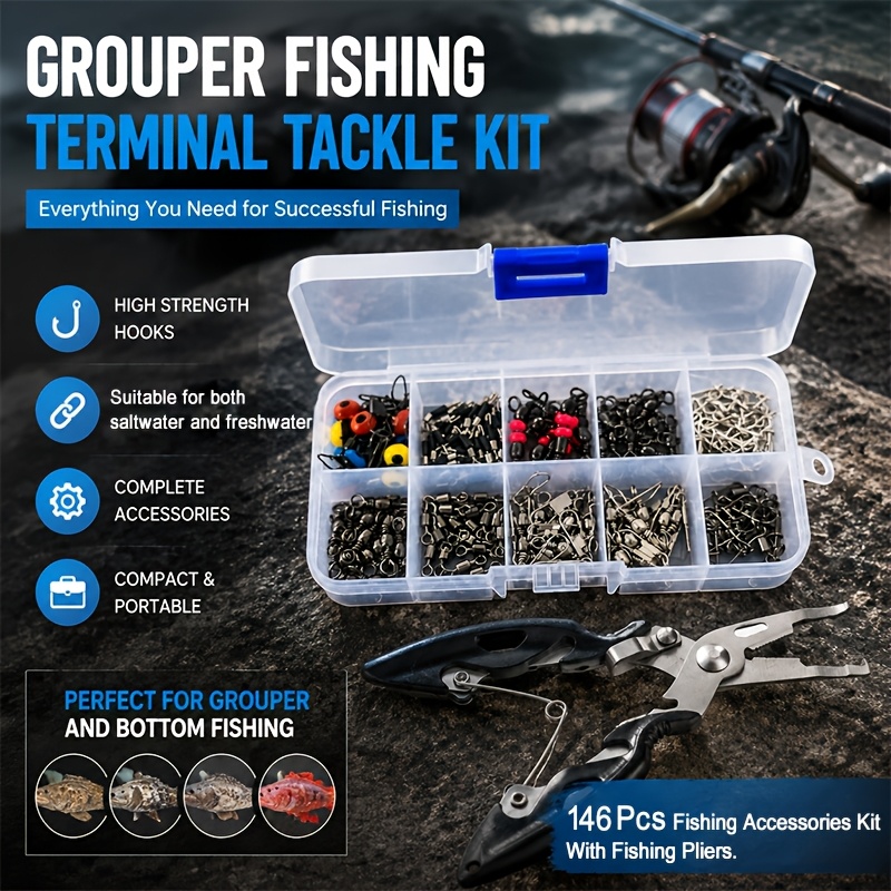 146pcs Fishing Terminal Tackle - đánh giá và giá Fishing Pliers