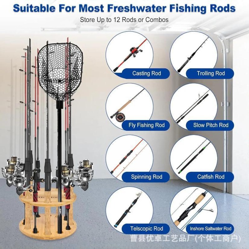 Round Solid Wood Fishing Rod S - đánh giá và giá Fishing Equipment Holder