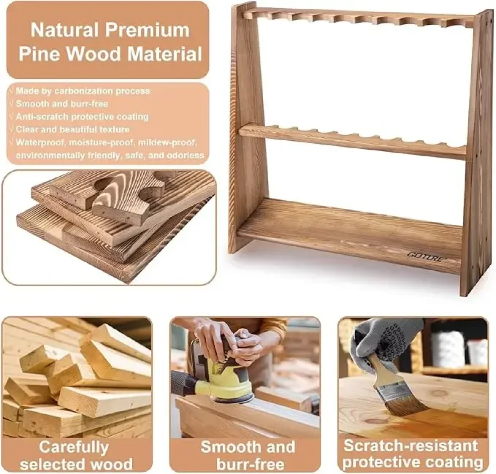 Goture Carbonized Pine Wood Fi - đánh giá và giá Fishing Equipment Holder