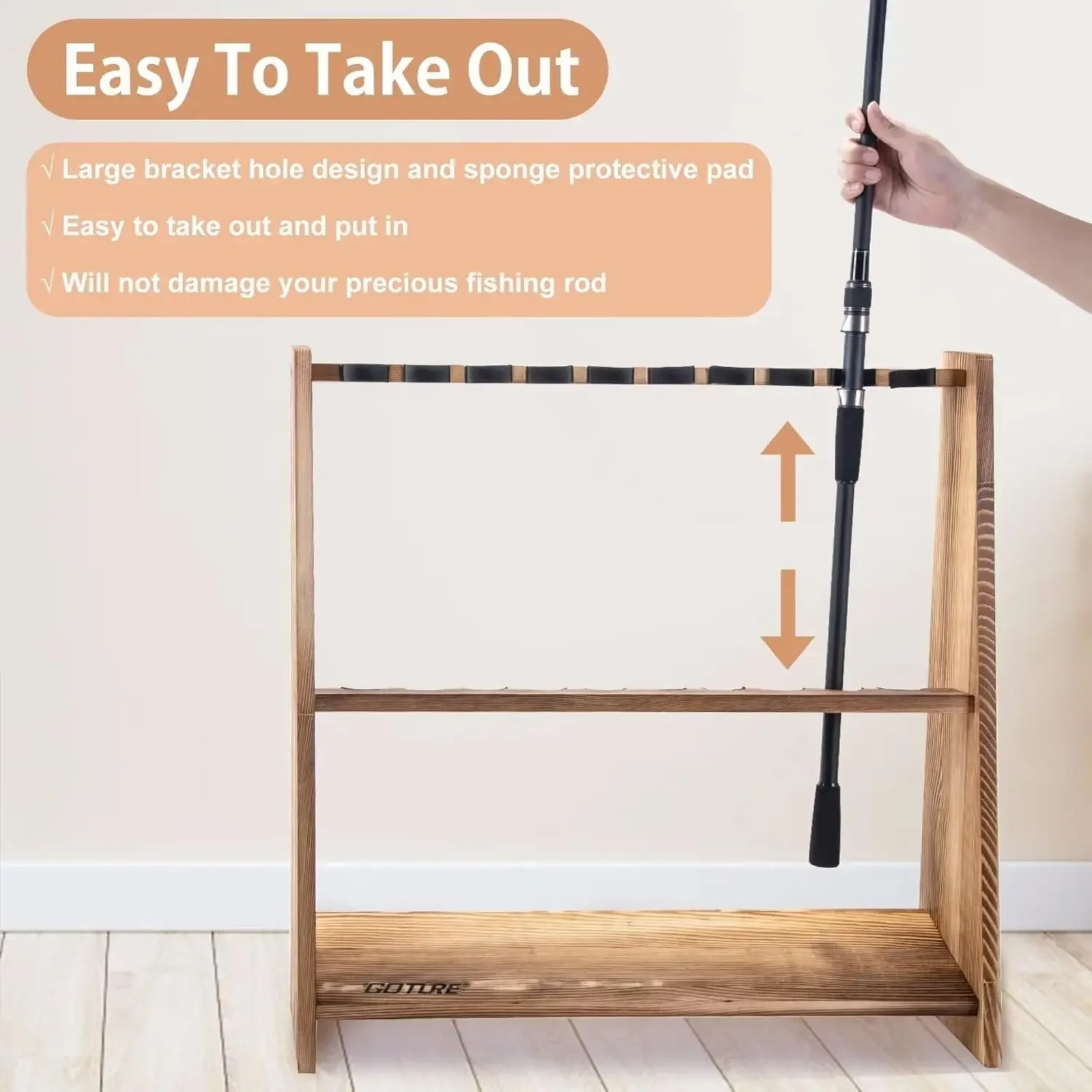 Goture Carbonized Pine Wood Fi - đánh giá và giá Fishing Equipment Holder
