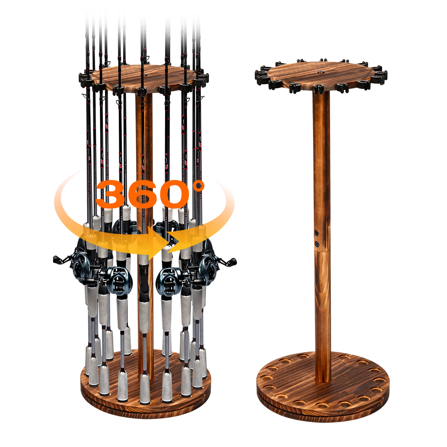 Round Carbonized Wood Fishing  - đánh giá và giá Fishing Equipment Holder